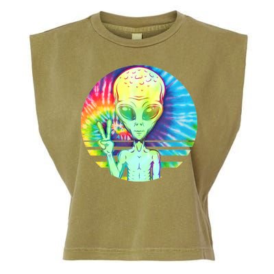 Retro Peace Alien Hippie Garment-Dyed Women's Muscle Tee