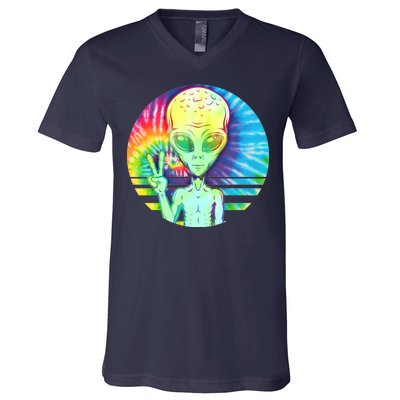 Retro Peace Alien Hippie V-Neck T-Shirt