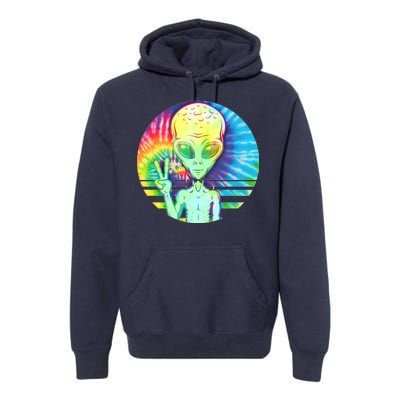 Retro Peace Alien Hippie Premium Hoodie