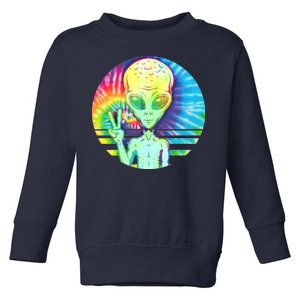 Retro Peace Alien Hippie Toddler Sweatshirt