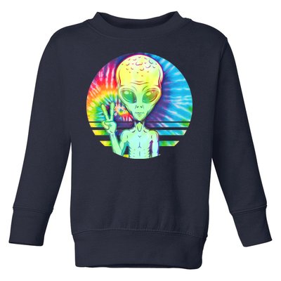 Retro Peace Alien Hippie Toddler Sweatshirt