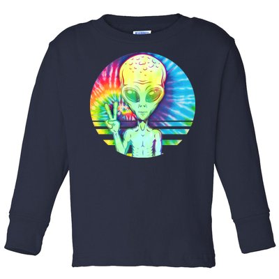 Retro Peace Alien Hippie Toddler Long Sleeve Shirt