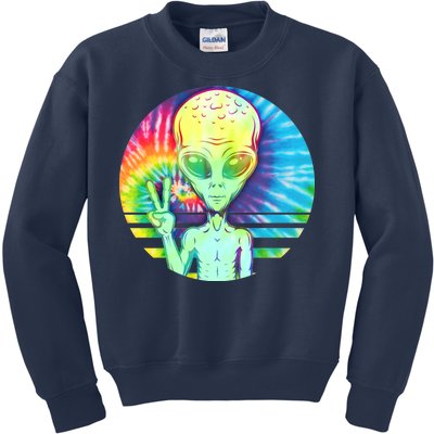 Retro Peace Alien Hippie Kids Sweatshirt