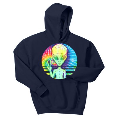 Retro Peace Alien Hippie Kids Hoodie