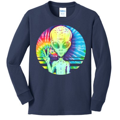 Retro Peace Alien Hippie Kids Long Sleeve Shirt