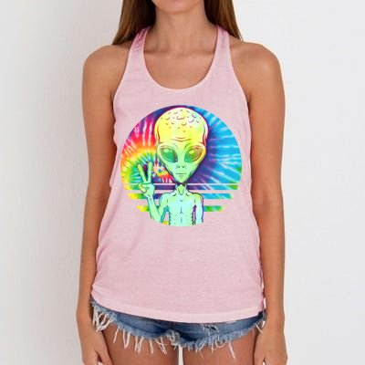 Retro Peace Alien Hippie Women's Knotted Racerback Tank