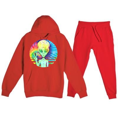 Retro Peace Alien Hippie Premium Hooded Sweatsuit Set