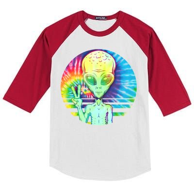 Retro Peace Alien Hippie Kids Colorblock Raglan Jersey