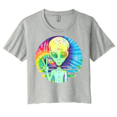 Retro Peace Alien Hippie Women's Crop Top Tee