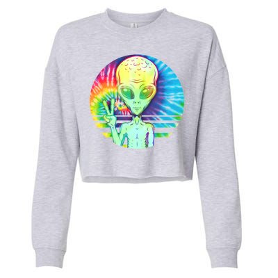 Retro Peace Alien Hippie Cropped Pullover Crew