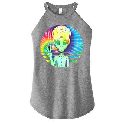 Retro Peace Alien Hippie Women's Perfect Tri Rocker Tank