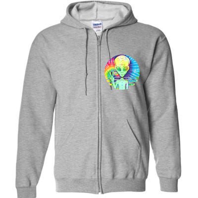 Retro Peace Alien Hippie Full Zip Hoodie