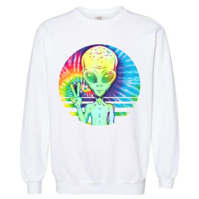 Retro Peace Alien Hippie Garment-Dyed Sweatshirt