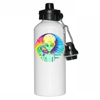 Retro Peace Alien Hippie Aluminum Water Bottle