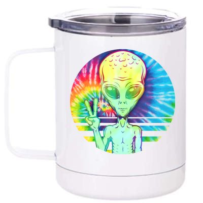 Retro Peace Alien Hippie 12 oz Stainless Steel Tumbler Cup