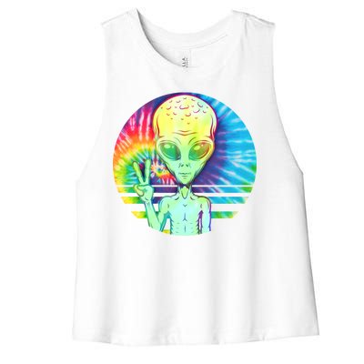 Retro Peace Alien Hippie Women's Racerback Cropped Tank