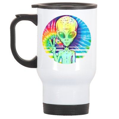 Retro Peace Alien Hippie Stainless Steel Travel Mug