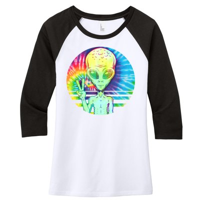 Retro Peace Alien Hippie Women's Tri-Blend 3/4-Sleeve Raglan Shirt