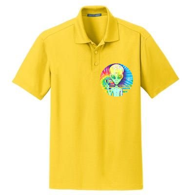 Retro Peace Alien Hippie Dry Zone Grid Polo