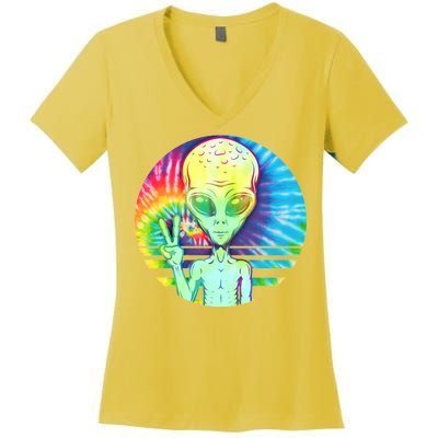 Retro Peace Alien Hippie Women's V-Neck T-Shirt