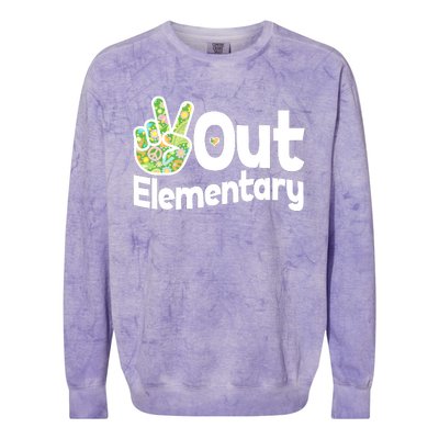 Retro Peace Out Elementary  Colorblast Crewneck Sweatshirt