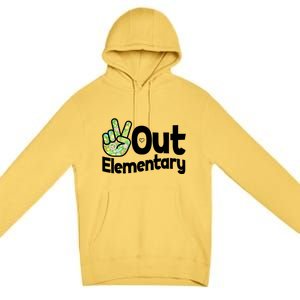 Retro Peace Out Elementary  Premium Pullover Hoodie