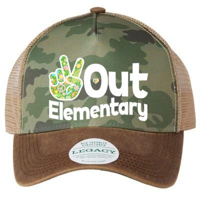 Retro Peace Out Elementary  Legacy Tie Dye Trucker Hat