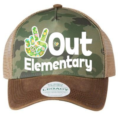 Retro Peace Out Elementary  Legacy Tie Dye Trucker Hat