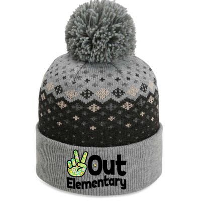 Retro Peace Out Elementary  The Baniff Cuffed Pom Beanie