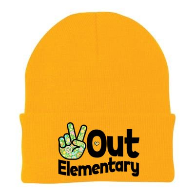 Retro Peace Out Elementary  Knit Cap Winter Beanie