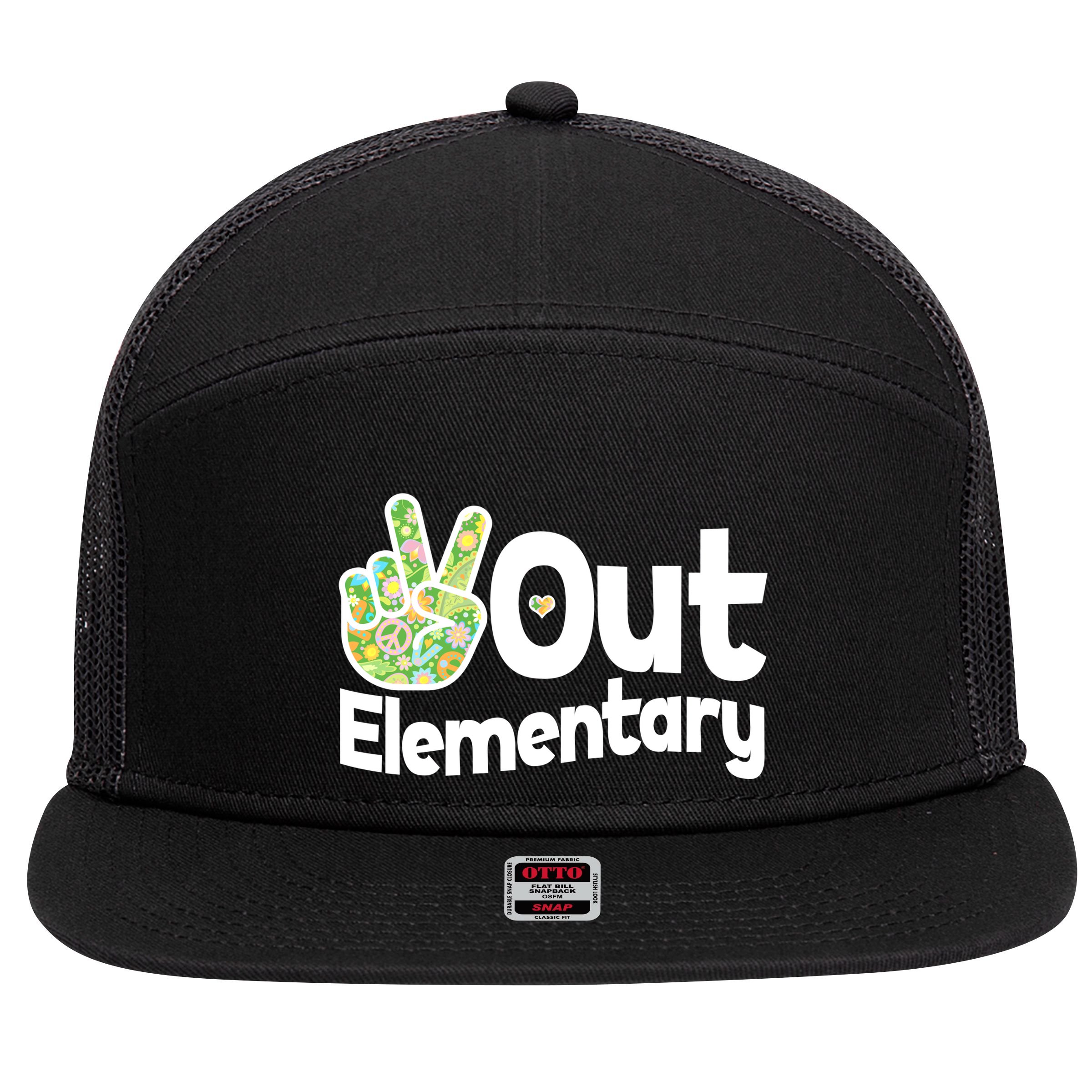 Retro Peace Out Elementary  7 Panel Mesh Trucker Snapback Hat