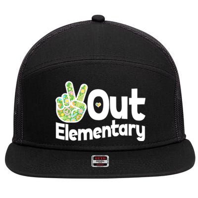 Retro Peace Out Elementary  7 Panel Mesh Trucker Snapback Hat