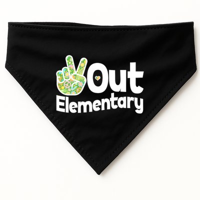 Retro Peace Out Elementary  USA-Made Doggie Bandana
