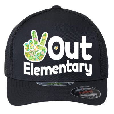 Retro Peace Out Elementary  Flexfit Unipanel Trucker Cap