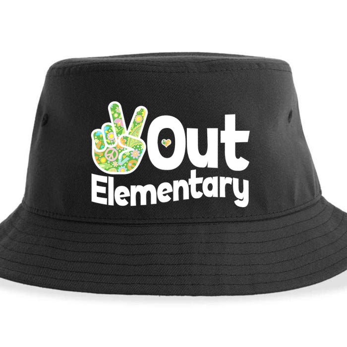 Retro Peace Out Elementary  Sustainable Bucket Hat