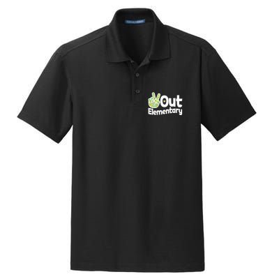 Retro Peace Out Elementary  Dry Zone Grid Polo