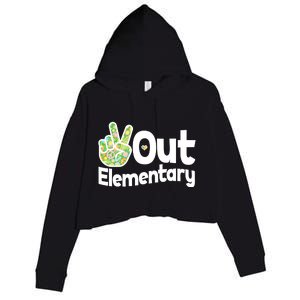 Retro Peace Out Elementary  Crop Fleece Hoodie