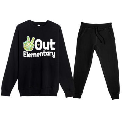 Retro Peace Out Elementary  Premium Crewneck Sweatsuit Set