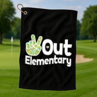 Retro Peace Out Elementary  Golf Towel
