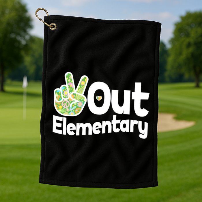 Retro Peace Out Elementary  Golf Towel