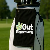 Retro Peace Out Elementary  Golf Towel