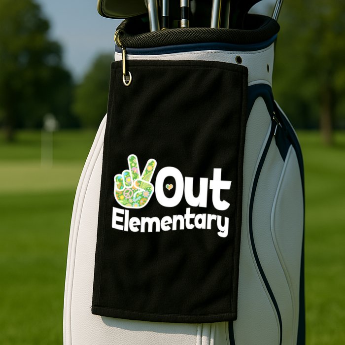 Retro Peace Out Elementary  Golf Towel