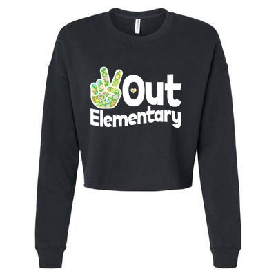 Retro Peace Out Elementary  Cropped Pullover Crew