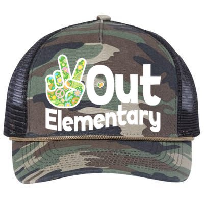 Retro Peace Out Elementary  Retro Rope Trucker Hat Cap