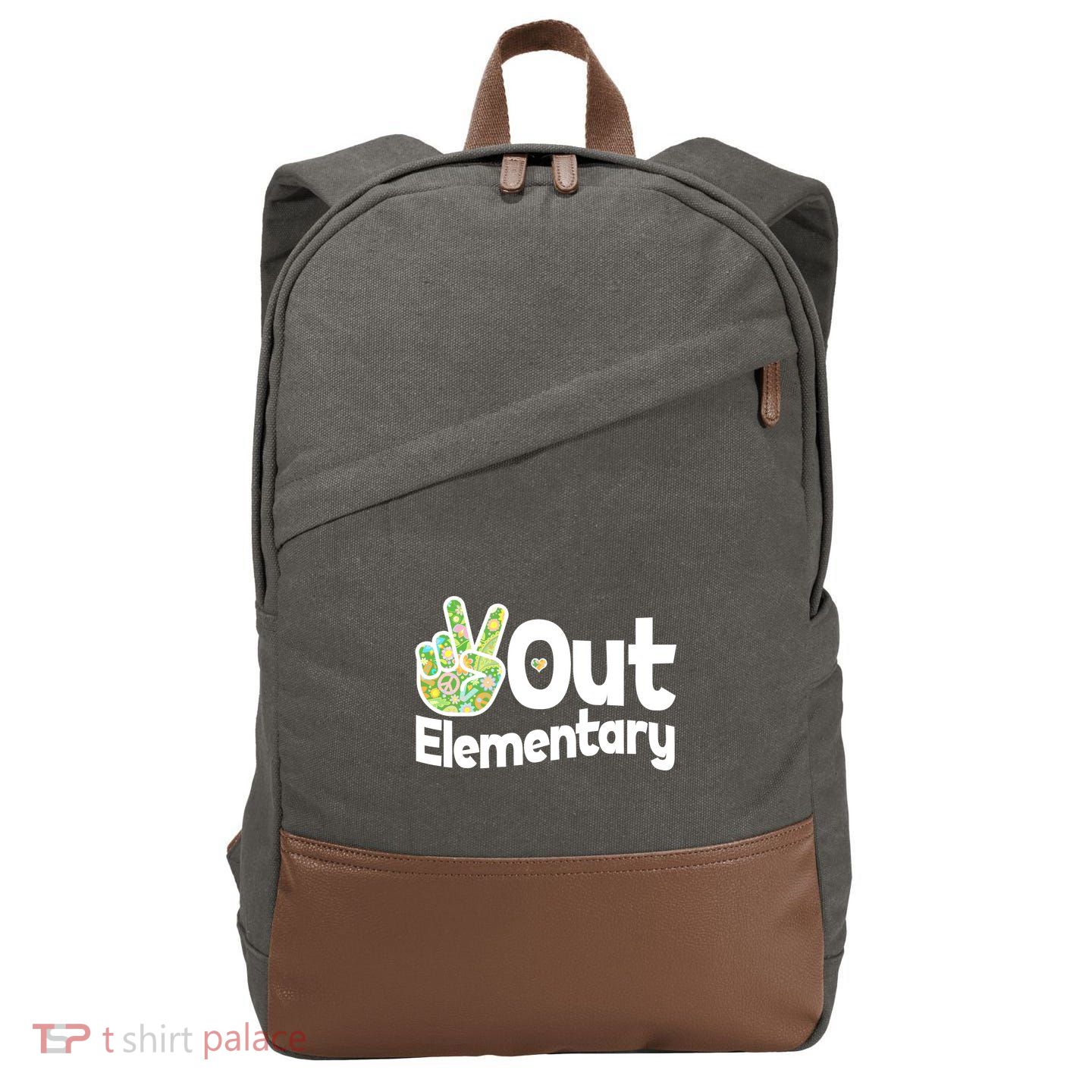 Retro Peace Out Elementary  Cotton Canvas Backpack