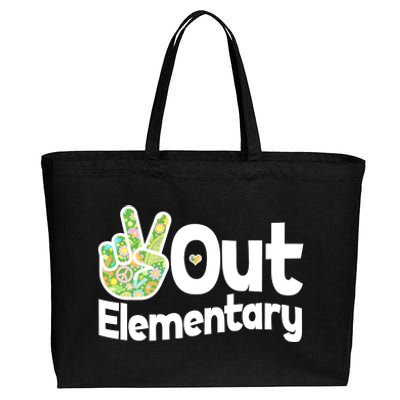 Retro Peace Out Elementary  Cotton Canvas Jumbo Tote