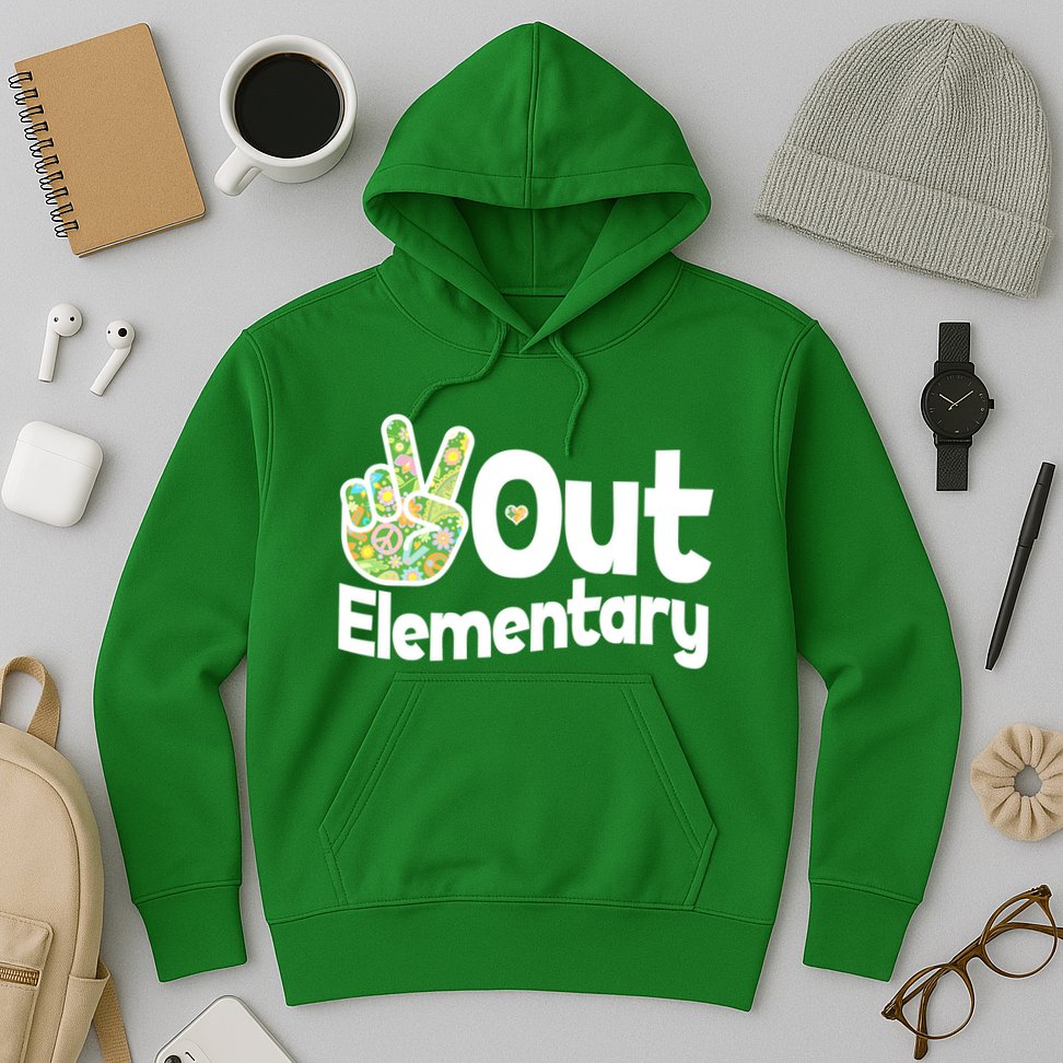 Retro Peace Out Elementary  Hoodie