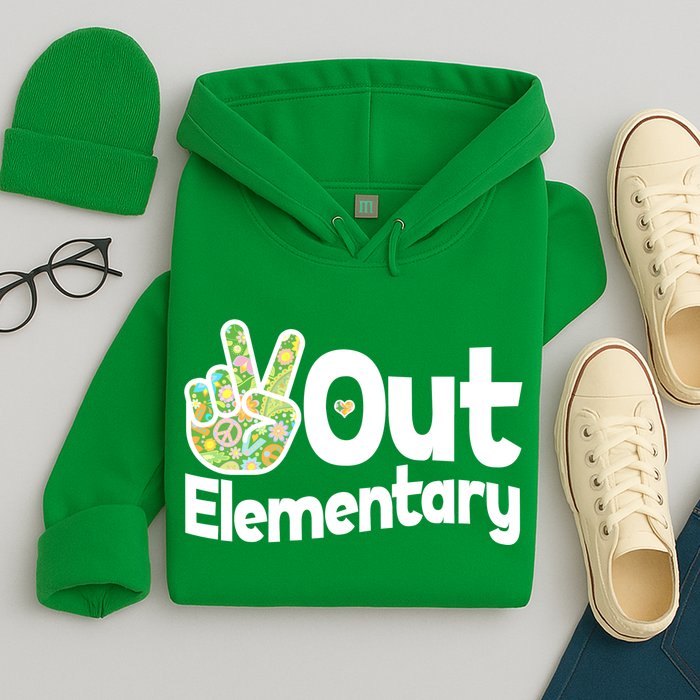 Retro Peace Out Elementary  Hoodie