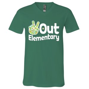 Retro Peace Out Elementary  V-Neck T-Shirt