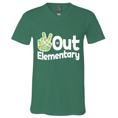 Retro Peace Out Elementary  V-Neck T-Shirt
